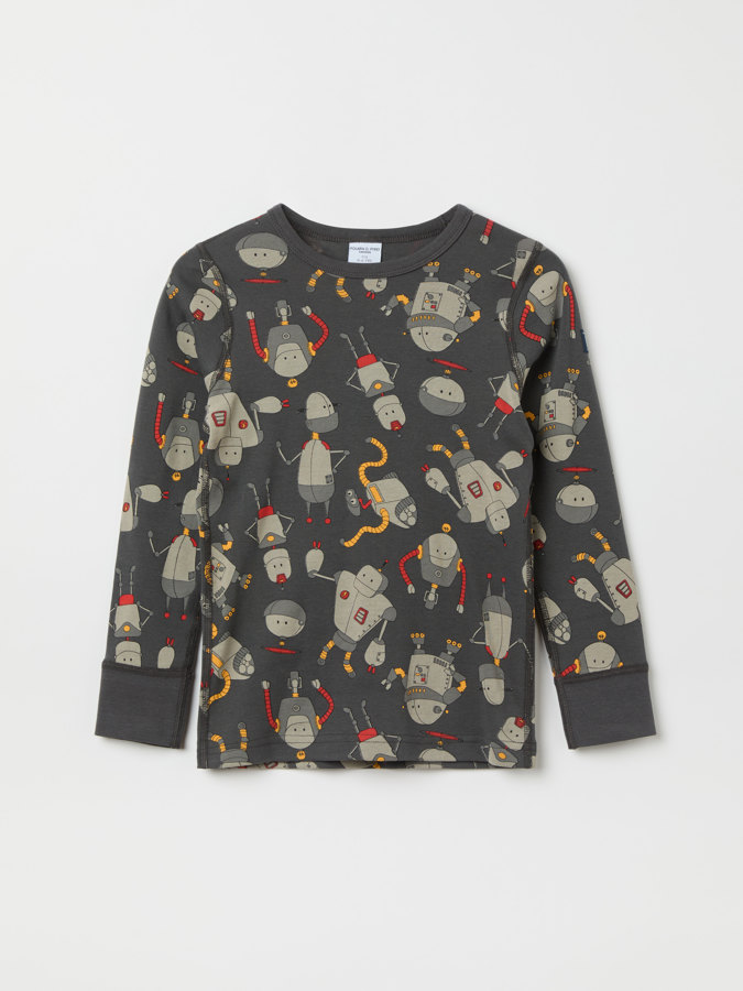Pitkähihainen t-paita robottikuviolla Pitkähihainen t-paita robottikuviolla