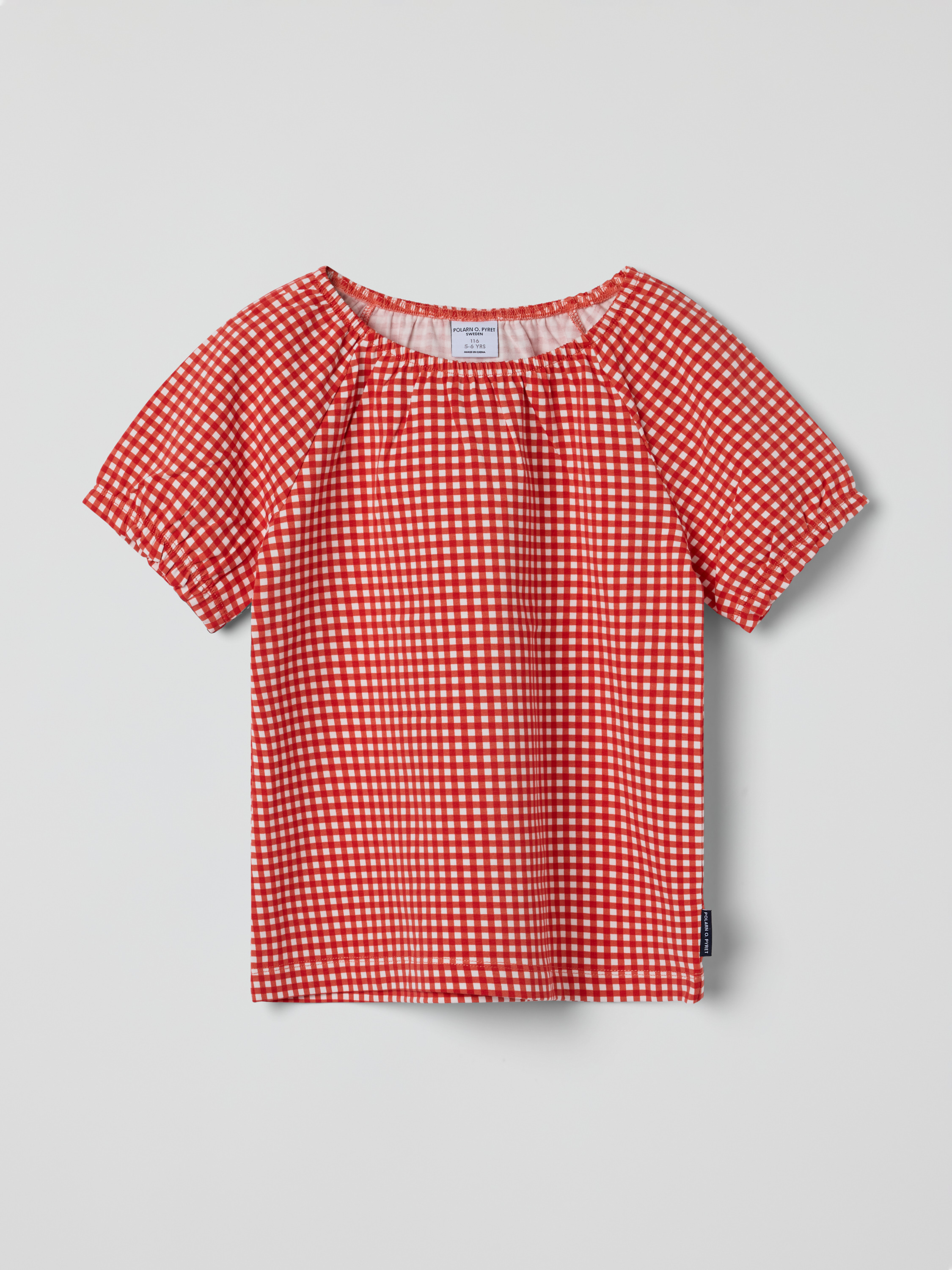 Ruudullinen paita puhvihihoilla