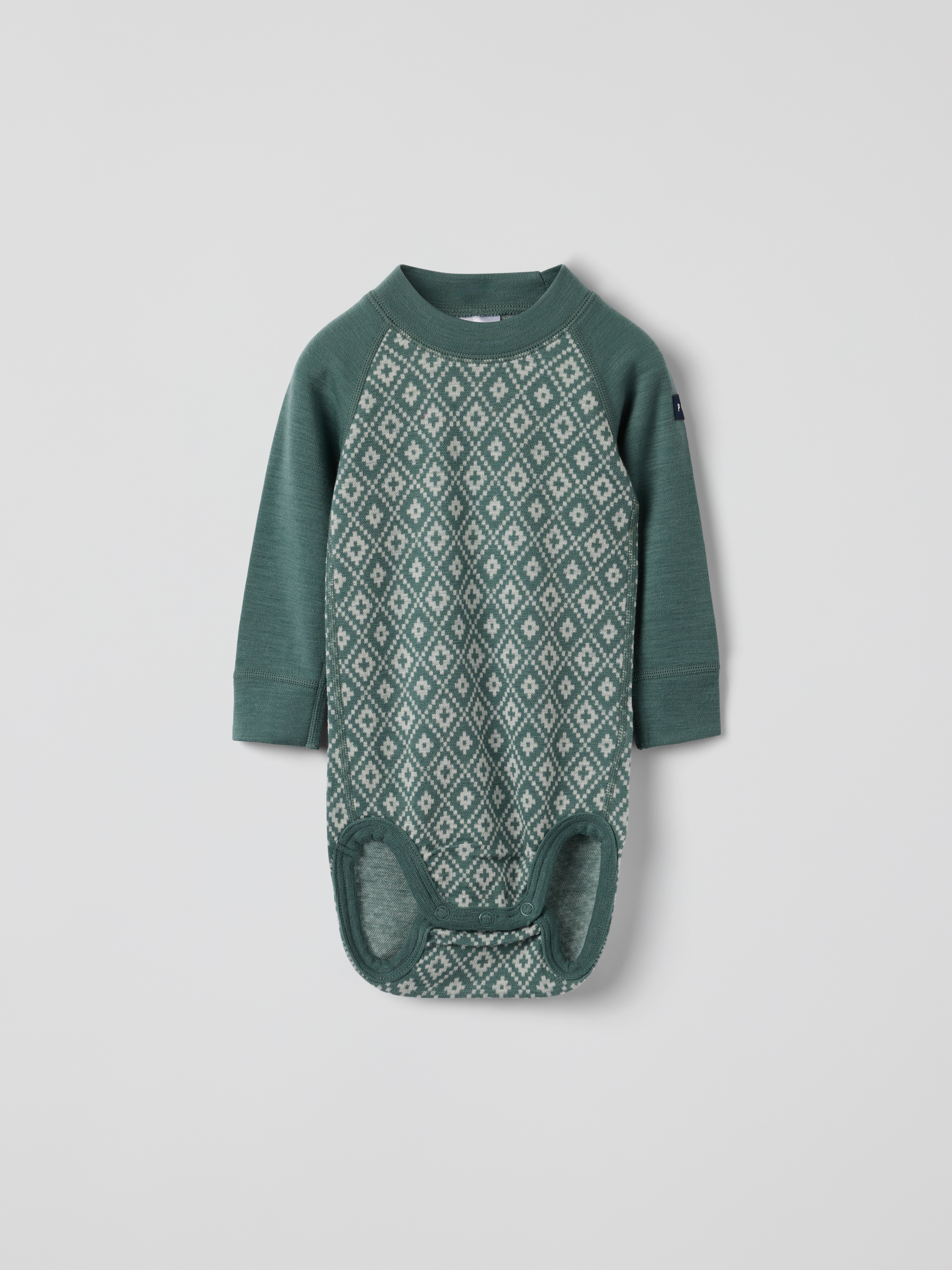 Pitkähihainen body merinovillaa jacquard-kuviolla