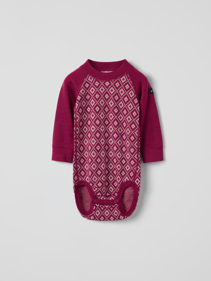 Pitkähihainen body merinovillaa jacquard-kuviolla