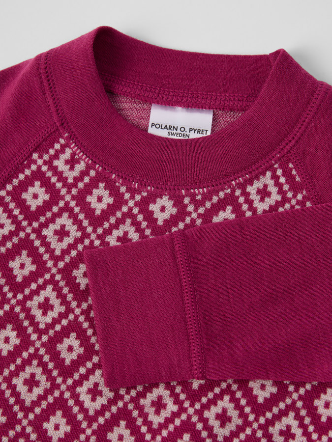 Pitkähihainen body merinovillaa jacquard-kuviolla