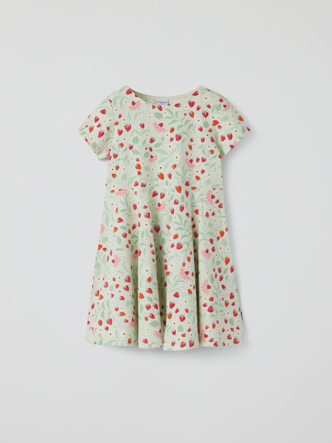 Lyhythihainen pyörähdysmekko mansikat Lyhythihainen pyörähdysmekko mansikat