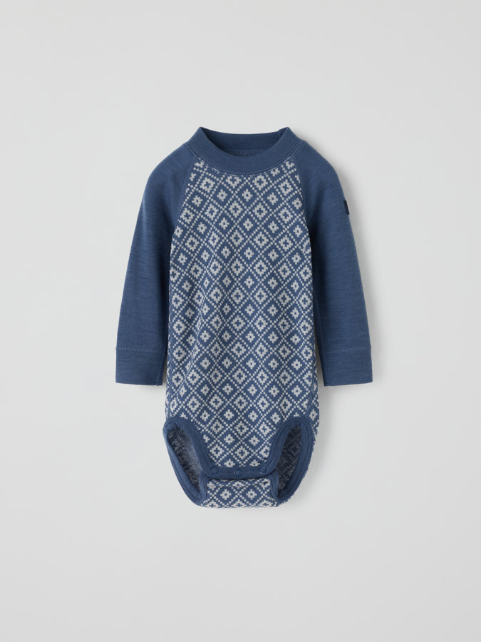 Pitkähihainen body merino jacquard Pitkähihainen body merino jacquard