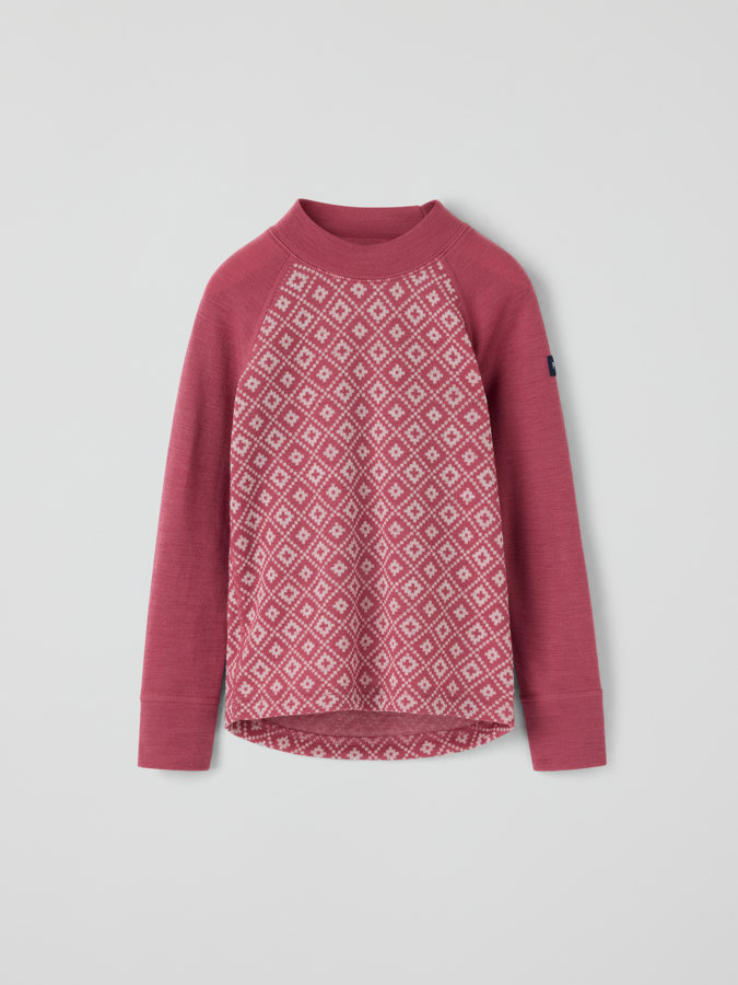Pitkähihainen paita merinovillaa jacquard Pitkähihainen paita merinovillaa jacquard