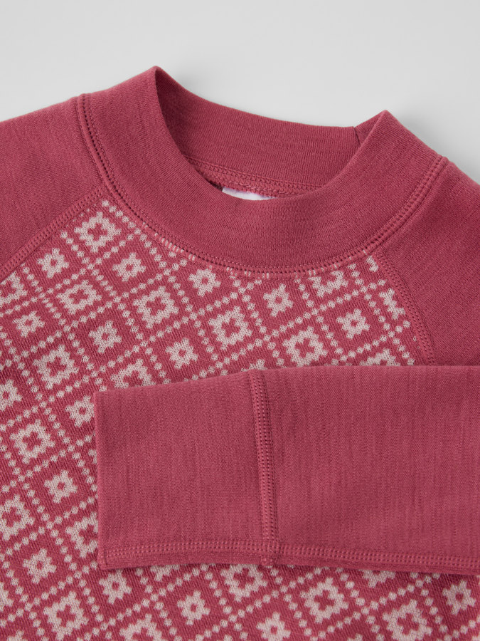Pitkähihainen paita merinovillaa jacquard