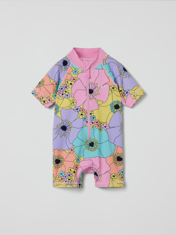 Lyhythihainen UV-uimahaalari kukkakuviolla Lyhythihainen UV-uimahaalari kukkakuviolla