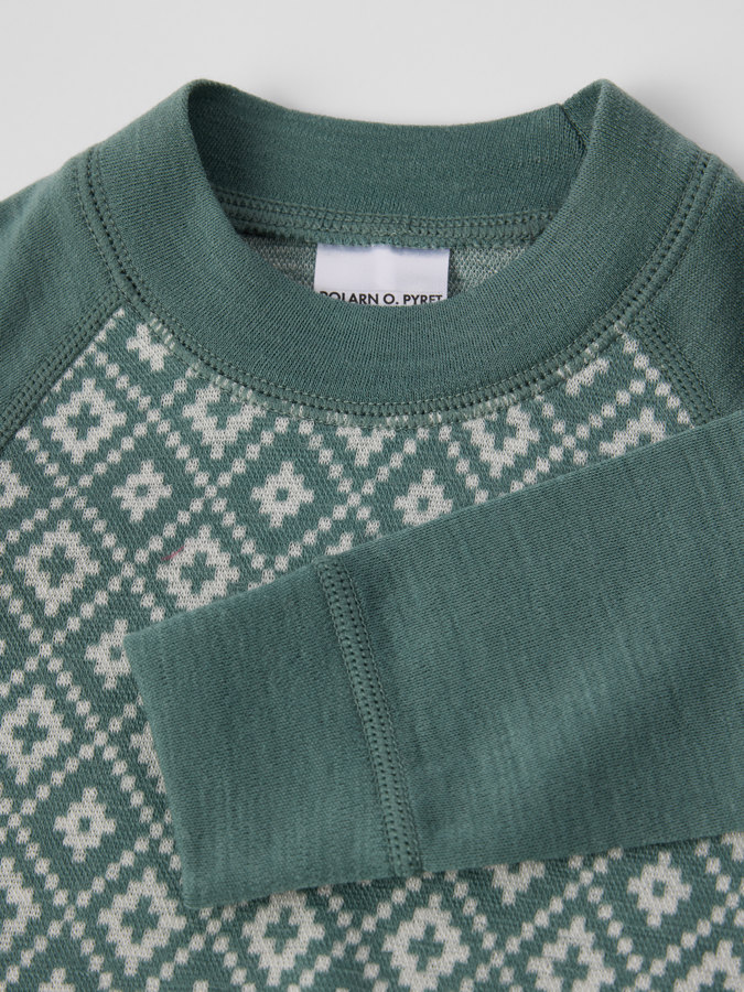 Pitkähihainen body merinovillaa jacquard-kuviolla Pitkähihainen body merinovillaa jacquard-kuviolla